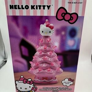 Hello Kitty Pink Ceramic Christmas Tree with Pink Lights 6 inch - New In Box